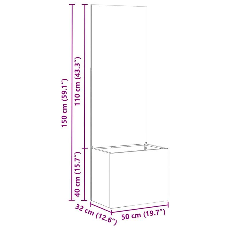 Verticale Plantenbak – Tuinbak – Bloembak – Kruidenbak – Klimplantenkast – Antraciet – Extra Lang 50x140 cm – Duurzaam Koudgewalst Staal