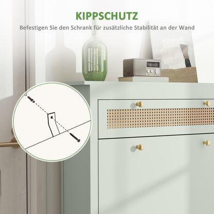 Schoenenkast – Schoenenrek – Schoenopberger – Schoenendisplay – Schoenmeubel – Voor 12 Paar Schoenen – Uittrekbare Lade & Draaideurtjes – Compact Groen Design