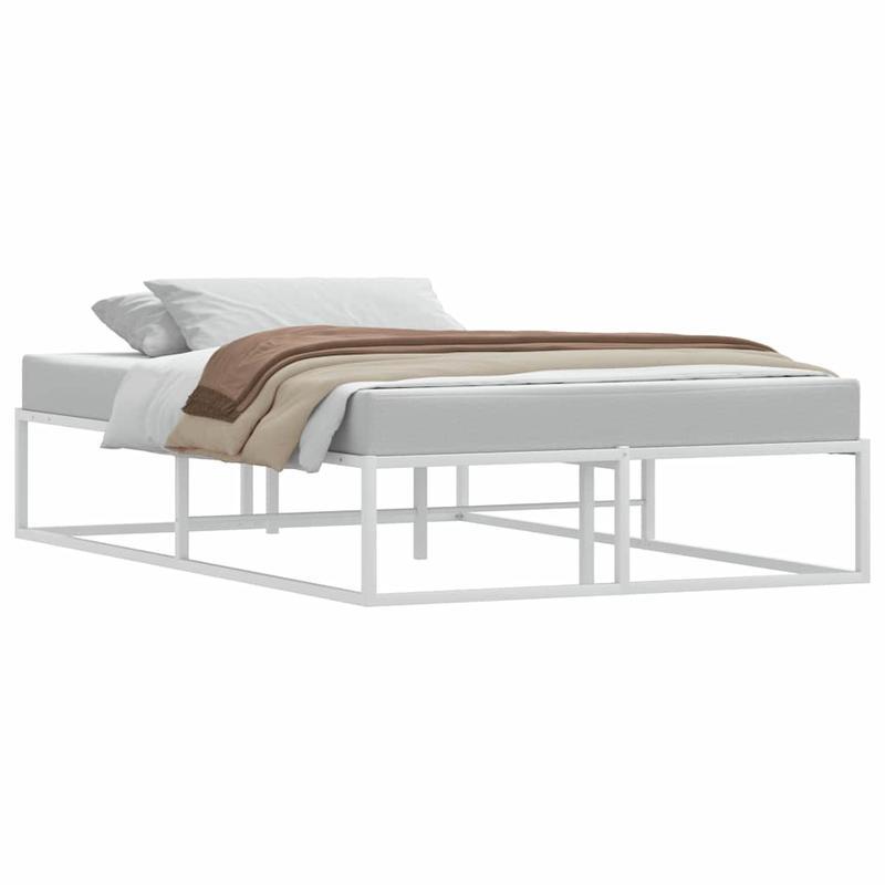 WHITE WHITE MATERASTER 120x200cm in Metal, Bed Base, Bed Frame, Minimalist Style, Modern Furniture, Metal Frame, Easy Assembly, No Mattress Included, Queen Size Bed, Modern Households, Renters