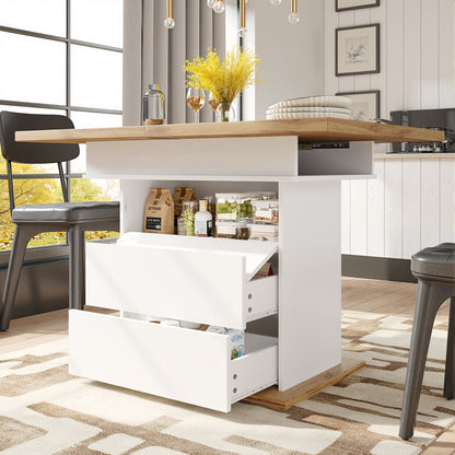 Uitklapbare Eettafel – Klaptafel – Uitschuifbare Tafel – Eettafel Compact – Meubeltafel – Zwart-Wit – Uitbreidbaar 110-140 cm – 3-Lagen Opbergruimte – Stevige Duurzame Constructie