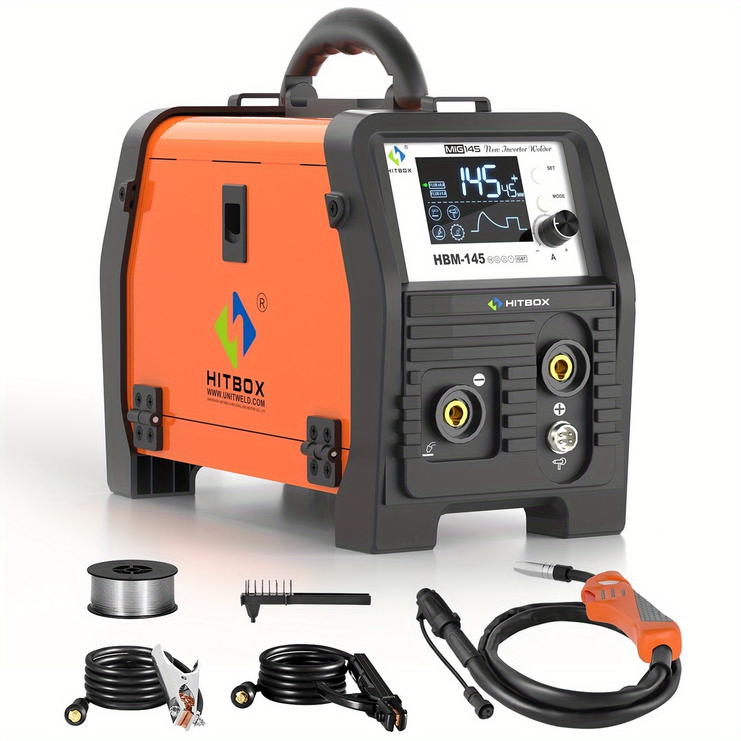 mig-lasapparaat – mig-mag lasapparaat – tig lasapparaat – elektrode lasapparaat – inverter lasapparaat – 3-in-1 multifunctioneel – 145A vermogen – led digitaal display