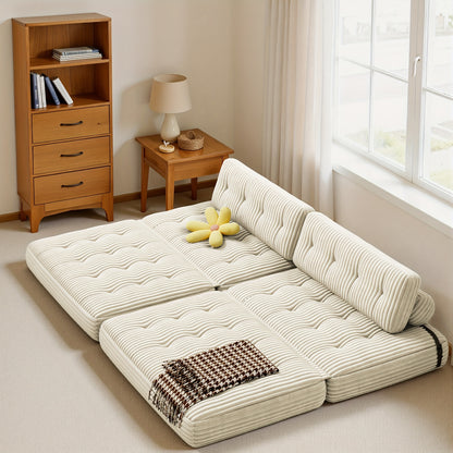 Slaapbank – Sofa Bed – Logeerbed – Bedbank – Slaapstoel – Corduroy Bekleding – Inclusief Kussens