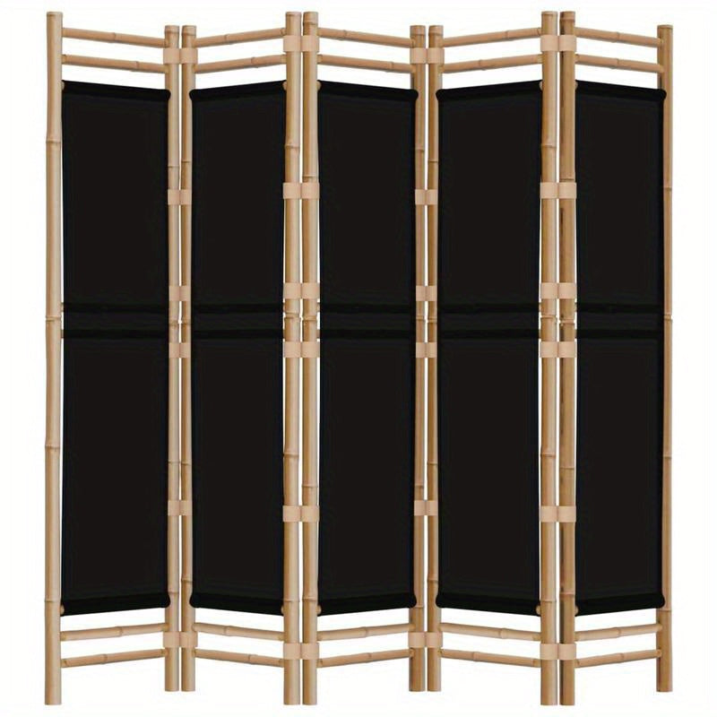 Kamerscherm 5-panelen inklapbaar 200cm bamboe en canvas, Office Partition, Privacy Screen, Minimalist Decor, Stylish Partition, Canvas Panel, Folding Screen, Portable Partition, Apartment Dwellers