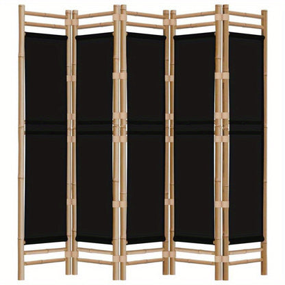 Kamerscherm 5-panelen inklapbaar 200cm bamboe en canvas, Office Partition, Privacy Screen, Minimalist Decor, Stylish Partition, Canvas Panel, Folding Screen, Portable Partition, Apartment Dwellers