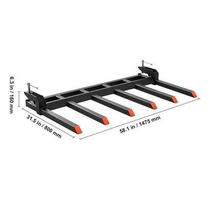 Debris Forks – Vorken – Palletvorken – Laadbak Vorken – Houtvorken – 60 Inch Breed – 2070 Kg Draagkracht – Anti-Roest Staal
