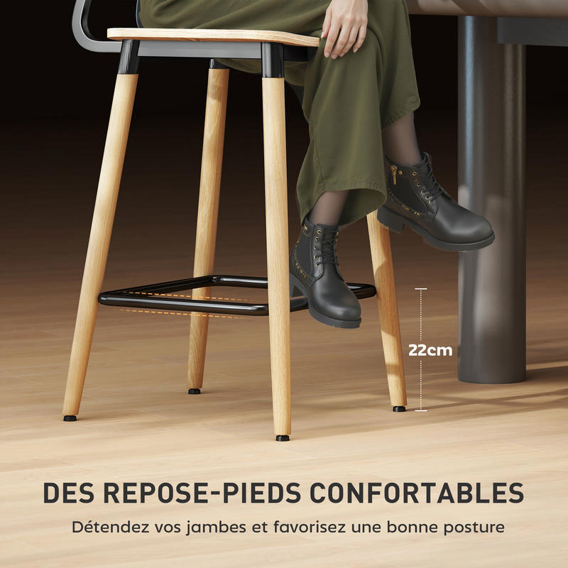 Barkrukken – Barkruk Set – Barstoelen – Keukenstoelen – Eetkamerstoelen – Set Van 2 Met Rugleuning – Hout En Metaal – Modern Tijdloos Design