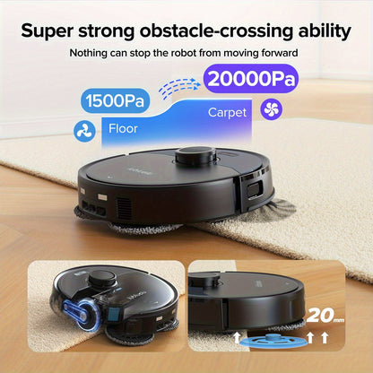 Robotstofzuiger – Robot Vacuum – Dweilrobot – Schoonmaakrobot – Huisdierstofzuiger – 20.000 Pa Zuigkracht – Automatisch Leegstation & Zelfreinigende Dweil