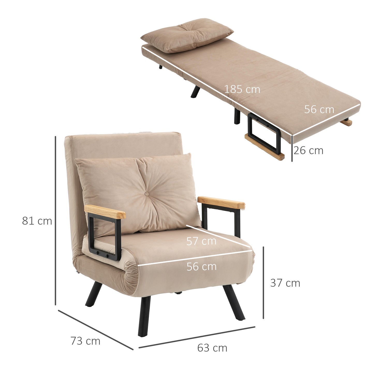 Relaxstoel – Relaxfauteuil – Leunstoel – Loungechair – Scandinavische Design – Beige Kussen Met Knopen – Verstelbare Rugleuning