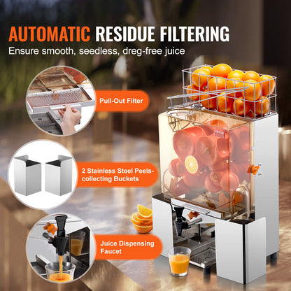 Sinaasappelpers – Citruspers – Sapmachine – Juicer – Fruitpers – 120W Krachtige Motor – Roestvrijstaal 304