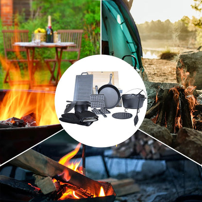 Dutch Oven Set – Gietijzeren Braadpan – Outdoor Kookset – Camping Kookgerei – Stoofpan Set – Inclusief Deksel En Poten – Duurzaam Gietijzer