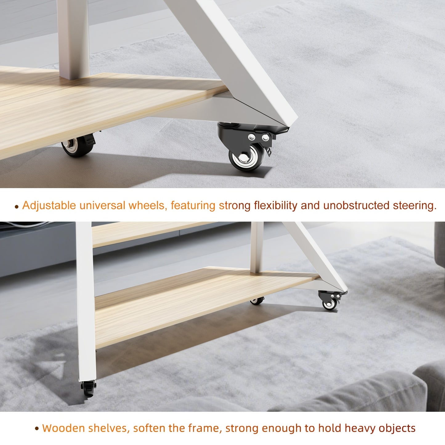 Mobiele Tv-Stand – Tv Meubel Met Wielen – Verplaatsbare Tv-Standard – Platte Scherm Houder – Verrijdbare Tv-Kaart – Voor 65-100 Inch – Verstelbare Hoogte – Stabiel Metaal Frame