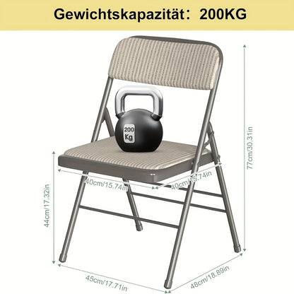 Opvouwbare Stoelen – Vouwstoelen – Campingstoelen – Tuinstoelen – Stoffen Stoelen – Set Van 4 – Gestreept Beige/Grijs – Stevig Metalen Frame – Comfortabele Bekleding