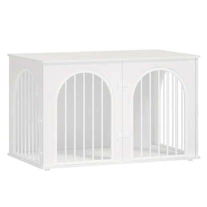 Hondenbench – Hondenkooi – Hondenhok – Hondenkuil – Huisdierbench – Zwart-Gouden Kleur – Stevige Stalen Constructie – Drie Deuren Met Zijtafel