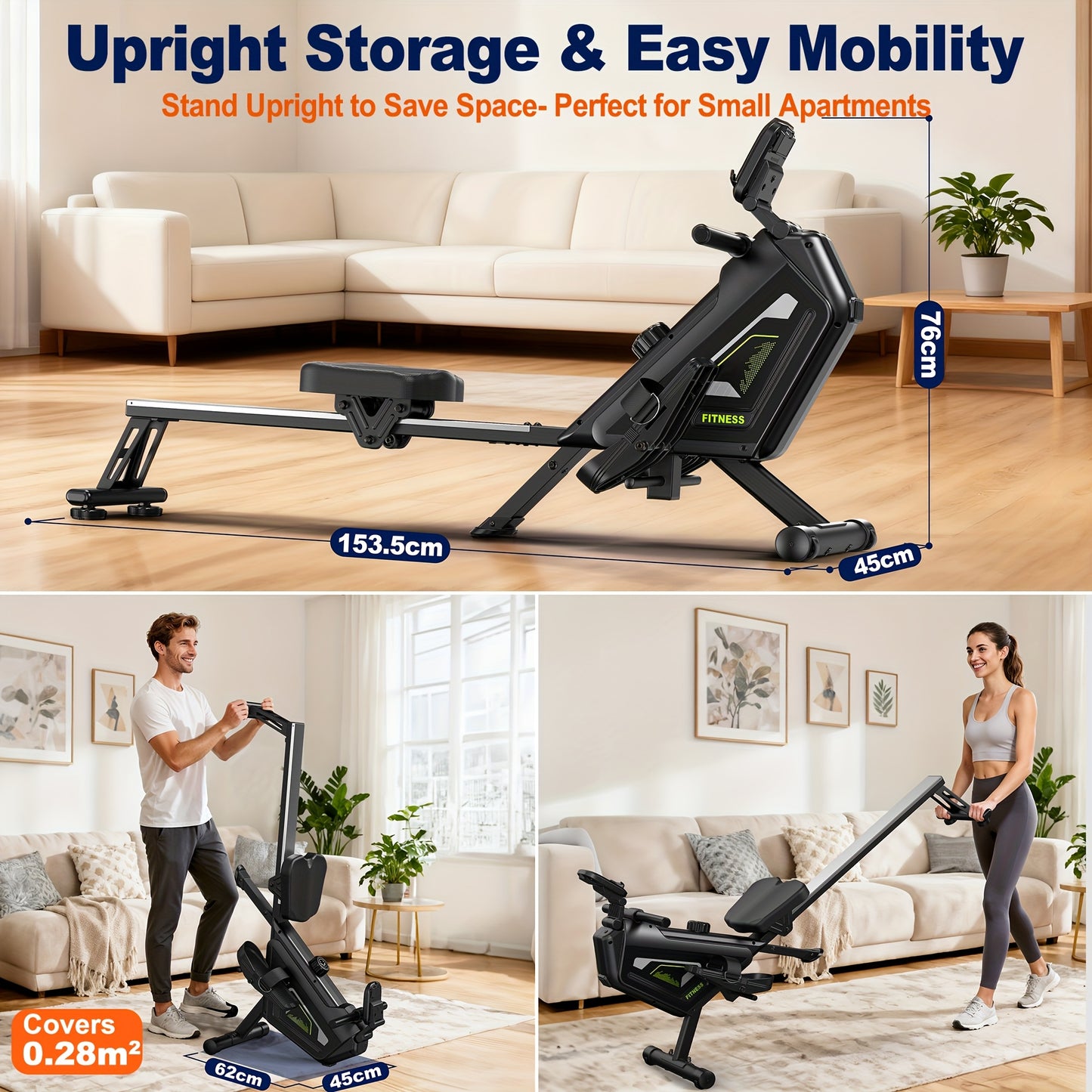 Roeitrainer – Roeimachine – Roeiapparaat – Fitnessapparaat – Full Body Trainer – Magnetische Weerstand 16 Niveaus – Inklapbaar Met 160 kg Belastbaarheid