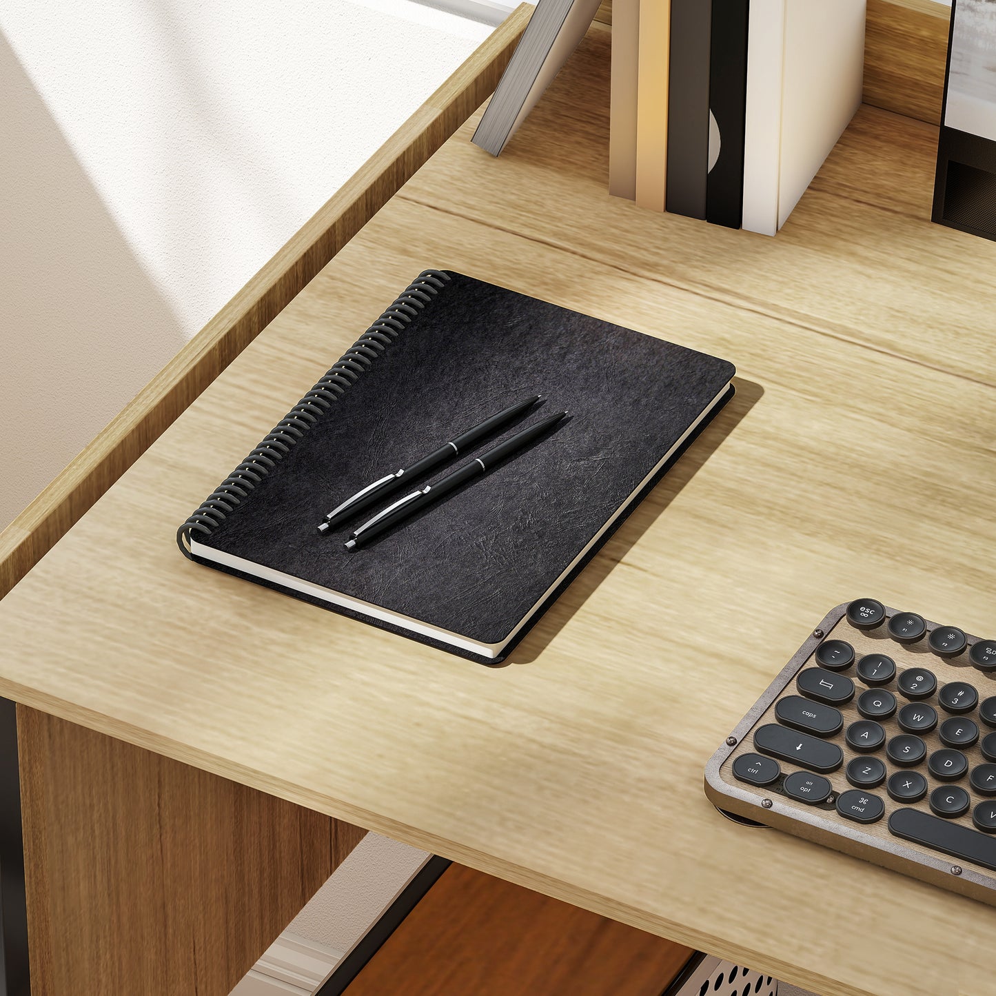 Inklapbaar Bureau – Computerbureau – Werkplek Bureau – Studie Bureau – Thuiswerk Bureau – Verstelbare Breedte 100-170 cm – Eikenhout Look Met Stabiele Metalen Poten