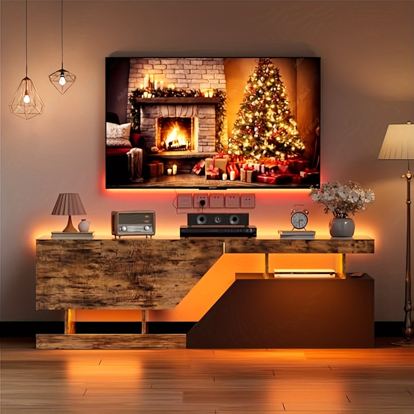 Tv Meubel – Tv Kast – TV-standaard – Lowboard – Dressoir – 140 cm Breed – 2 Laden & 1 Open Vak – Hout & Kunstplaat – Geschikt Voor TV Tot 65 Inch