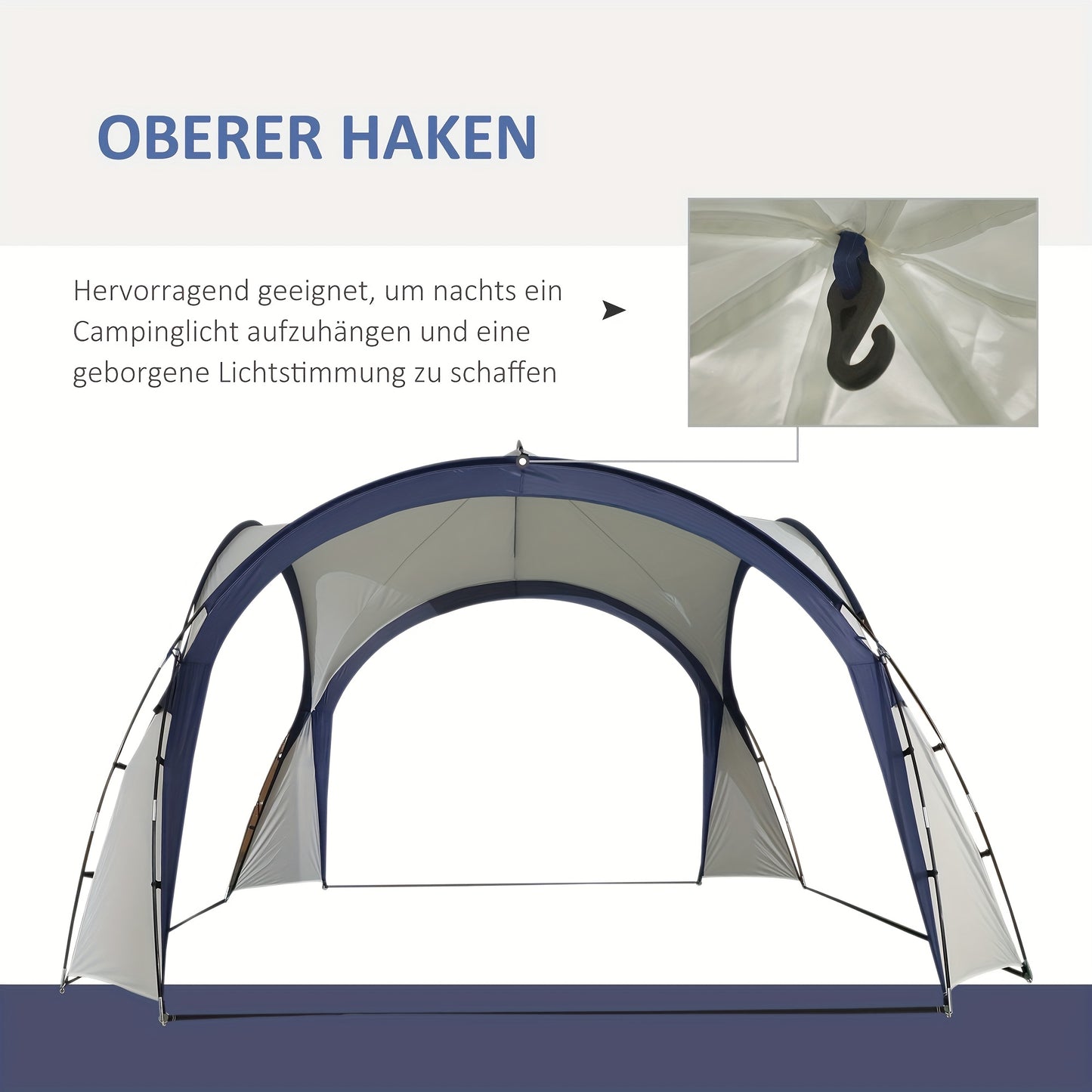 Outdoor Tent – Camping Tent – Garden Tent – Big Tent – Party Tent – Glasvezel Stokken – Polyestervezel – Crèmekleurig Met Blauw