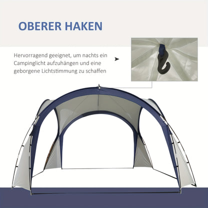 Outdoor Tent – Camping Tent – Garden Tent – Big Tent – Party Tent – Glasvezel Stokken – Polyestervezel – Crèmekleurig Met Blauw