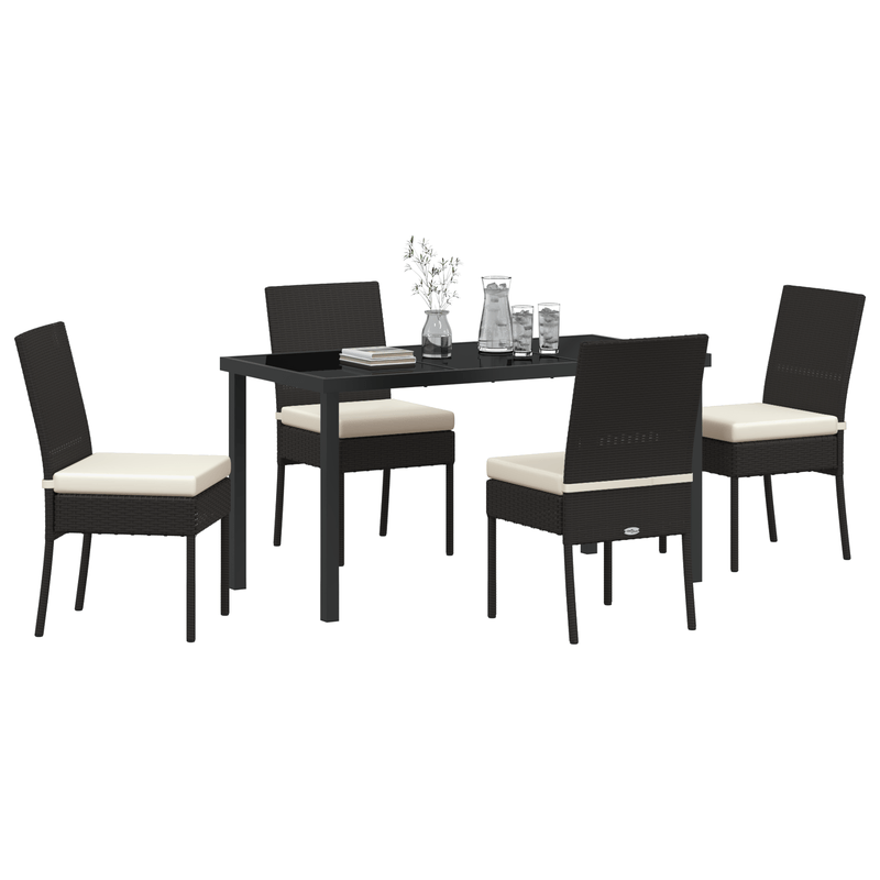 5-Delige Tuinset – Tuinmeubelset – Tuindining Set – Balkonset – Terrasmeubels – Zwart Poly-Rattan – Weerbestendig & Lichtgewicht