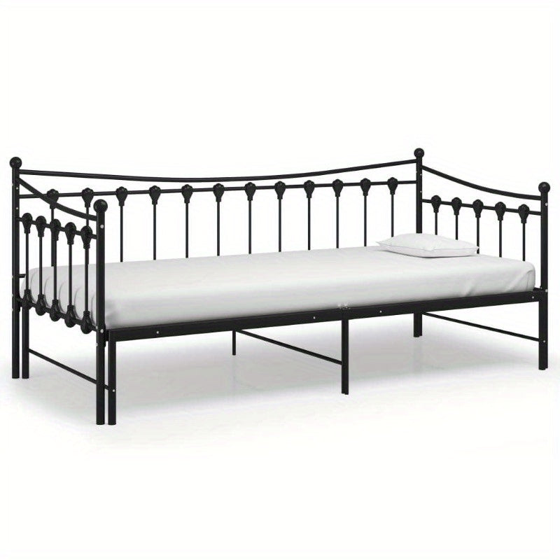 Bedbankframe – Uittrekbare Sofa – Slaapbank Frame – Bedframe Metaal – Logeerbed Frame Zwart – Ruimtebesparend – 90x200 cm