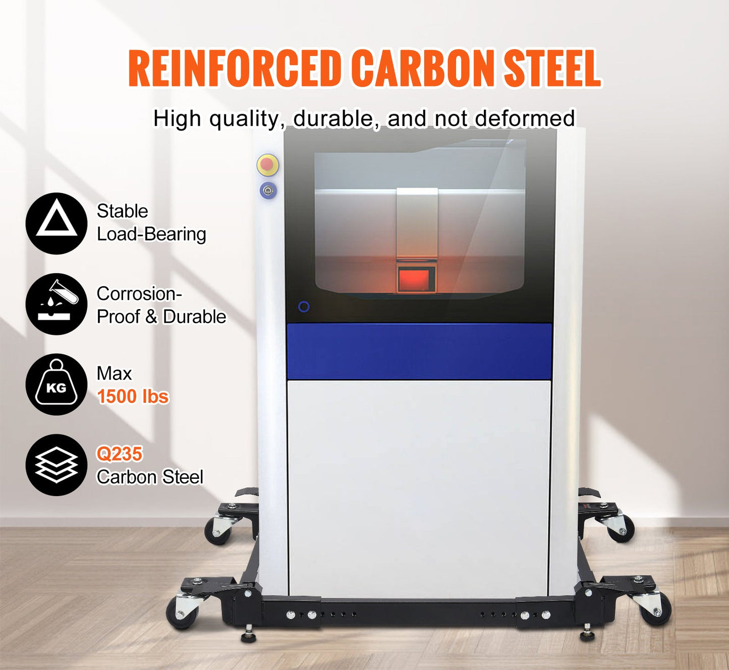 Mobiele Basis – Verstelbare Onderstel – Apparaten Dolly – Machine Rolling Frame – Zware Lasten Verplaatsing – 46x61 cm – Draagvermogen 680 kg – Q235 Koolstofstaal
