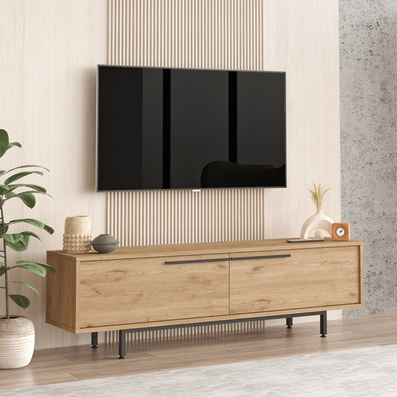 Kast – Opbergkast – Dressoir – TV Meubel – Kledingkast – 2 Deuren – Eikenhout Spaanplaat – 160x36x45 cm