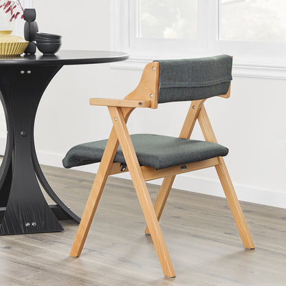 Folding Wooden Chair with Cushion – Pre-Assembled, Space-Saving Dining and Kitchen Chair, Padded Wooden Chair for Guests, Office, Balcony, Wedding, or Garden, Compact Folding Chair FST98