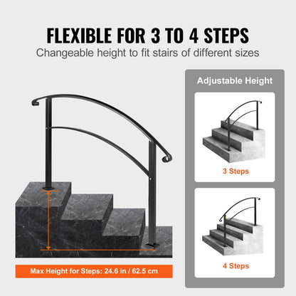 Trapleuning – Handrail – Balustrade – Traprail – Leuning – Smeedijzer – Verstelbaar tot 106 cm – Inclusief Bevestigingsset