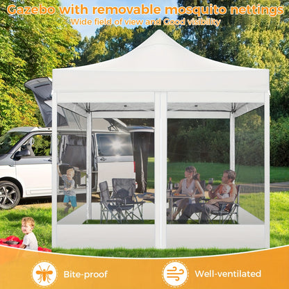 3×3m Vouwbare Partytent – Muggentent – Tuinkamer – Vouwtent – Zonnetent – Met 4 Mesh Zijwanden – Stevig Legeringsstaal Frame – Waterafstotende Oxford Stof – Inclusief Draagtas