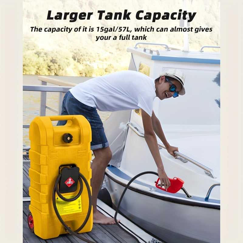 Brandstoftank – Benzinetank – Dieseltank – Brandstofcontainer – Mobiele Tank – Geel – 56,78 Liter Inhoud – Hevelpomp Met Wielen