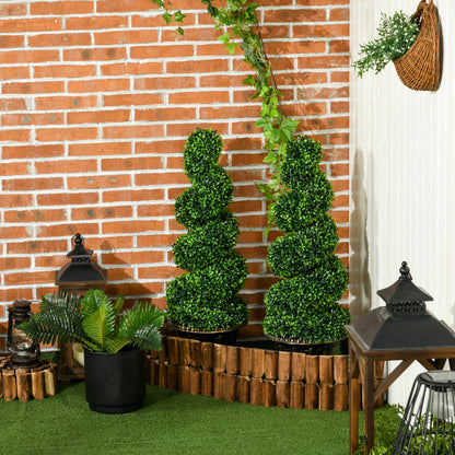 Kunstplanten Spiraalvormige Buxus – Kunstboom – Nepplant – Decoratieplant – Groen – Set van 2 – 90 cm Hoog – Inclusief Potten – Onderhoudsvrij