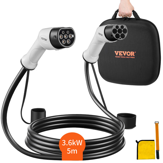 Type 2 Laadkabel – EV Laadsnoer – Elektrische Auto Kabel – Oplaadkabel – 5 Meter Kabel – 16A 3,6 kW – Duurzaam TPU Materiaal
