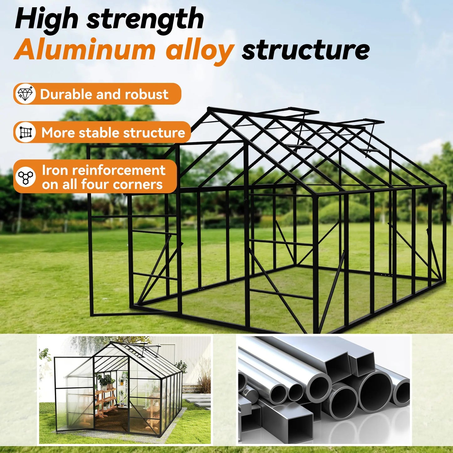 Kweekkas – Tuinkas – Broeikas – Serre – Plantenkas – 243,84x365,76 cm – Stevig Metalen Frame – Duurzame Transparante Plastic Folie