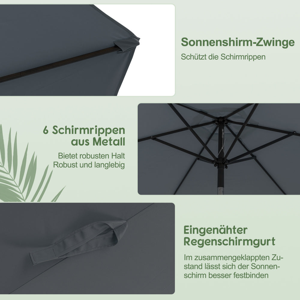 Parasol – Buitenscherm – Stokparasol – Strandparasol – Zweefparasol – Inklapbaar – Verstelbare Hoogte – Duurzaam Polyester & Metalen Frame – Rond Design – Stevige Voet