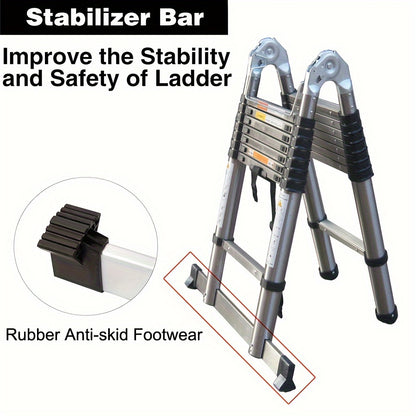 Uitklapladder – Vouwladder – Uitschuifladder – Telescopische Ladder – Trapladder – 5 Meter – Roestvrij Staal – Antislip Veiligheid