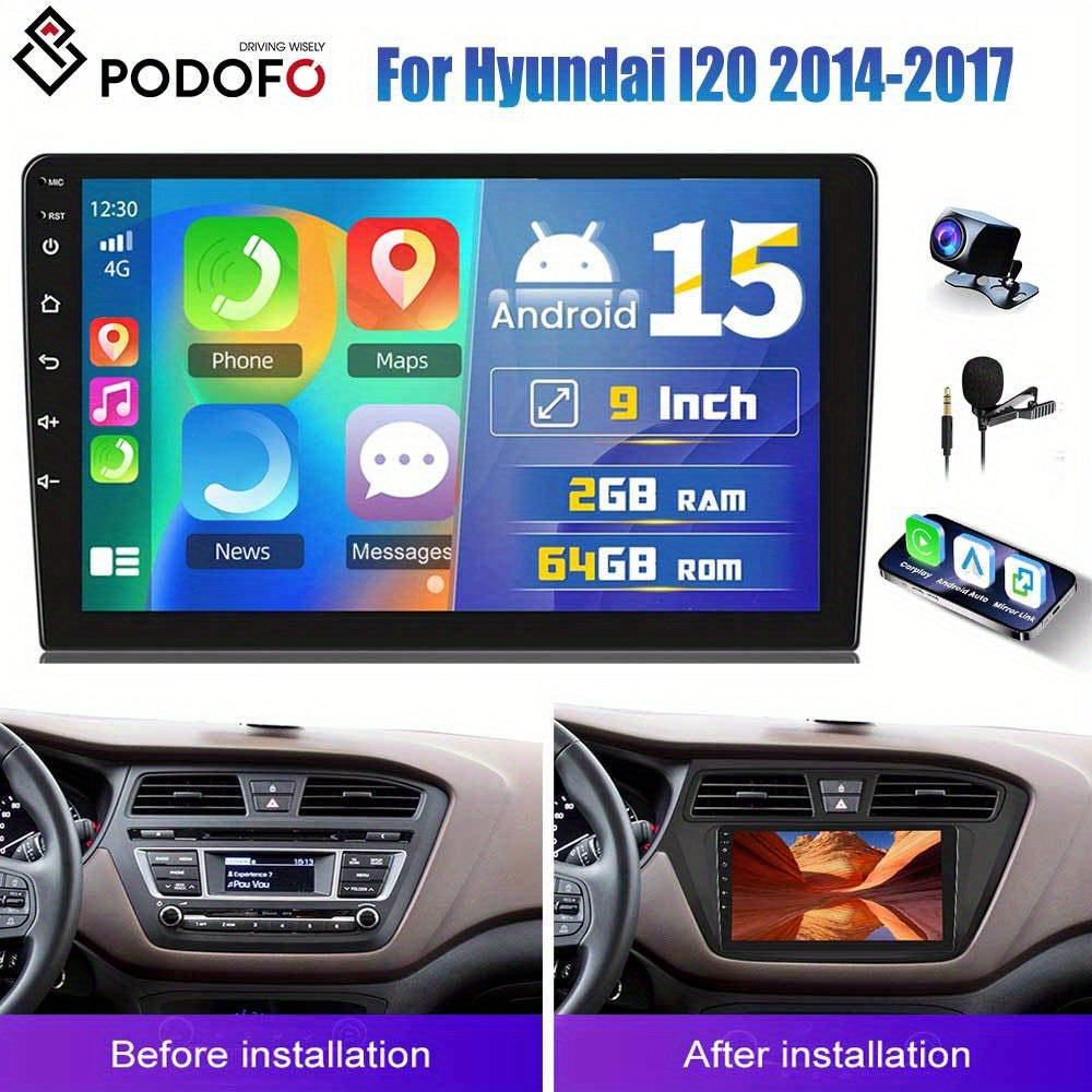 Autoradio Hyundai i20 – Multimedia Systeem – Navigatie Radio – Auto Stereo – CarPlay Android Auto – 9 Inch Touchscreen – Android 15 – Met AHD Achteruitrijcamera & Microfoon
