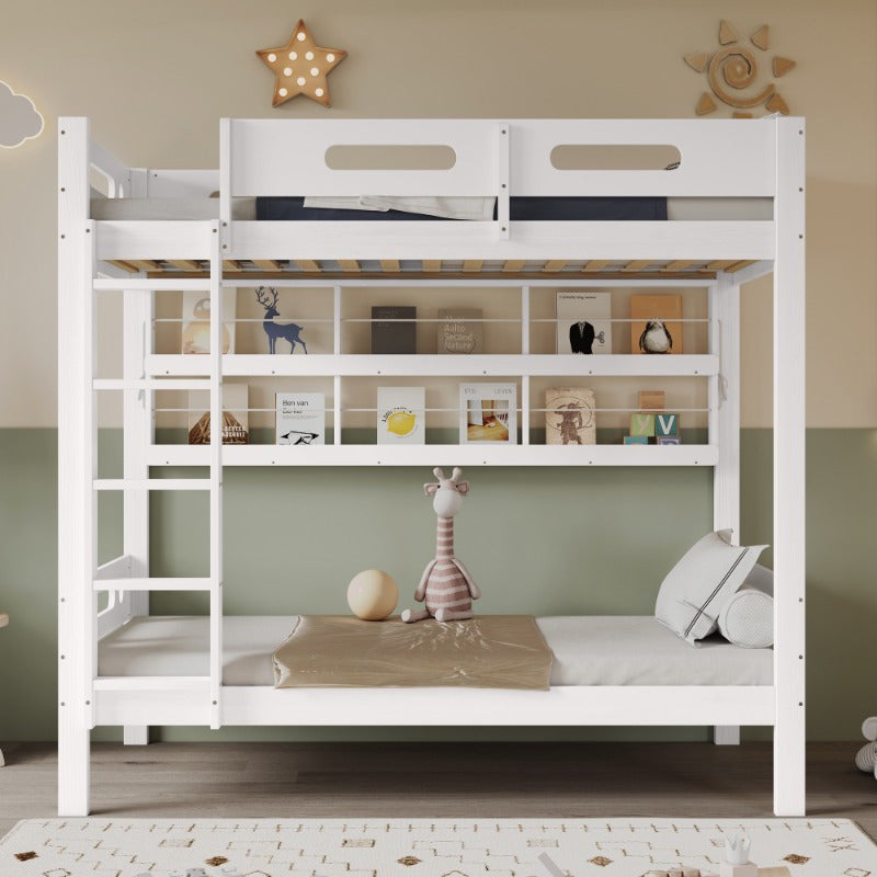 Modern Stapelbed – Hoogslaper – Kinderbed – Jongenskamer Bed – Bunkbed – Veiligheidshek – 5-Traps Ladder – Ruimtebesparend 90x200cm – Duurzaam MDF Frame