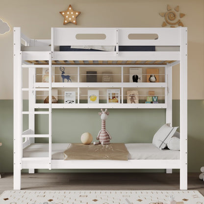 Modern Stapelbed – Hoogslaper – Kinderbed – Jongenskamer Bed – Bunkbed – Veiligheidshek – 5-Traps Ladder – Ruimtebesparend 90x200cm – Duurzaam MDF Frame