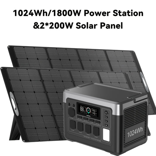 Zonne-energie Accustation – Draagbare Powerstation – Mobiele Generator – Solar Batterij – Outdoor Accu – 1024Wh Capaciteit – 1800W Vermogen – LiFePO4 Batterij – Snelle Oplaadtijd 1 Uur