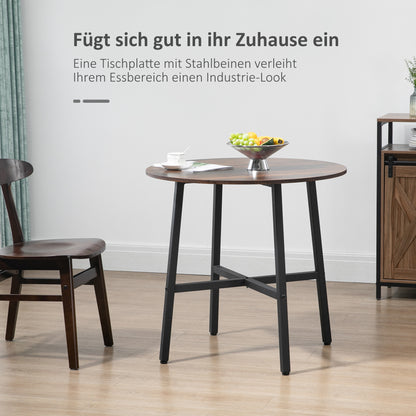 Eettafel – Keukentafel – Grote Tafel – Industriële Tafel – Rustieke Tafel – Ø80 cm – Met Metalen Poten & Afgeronde Randen