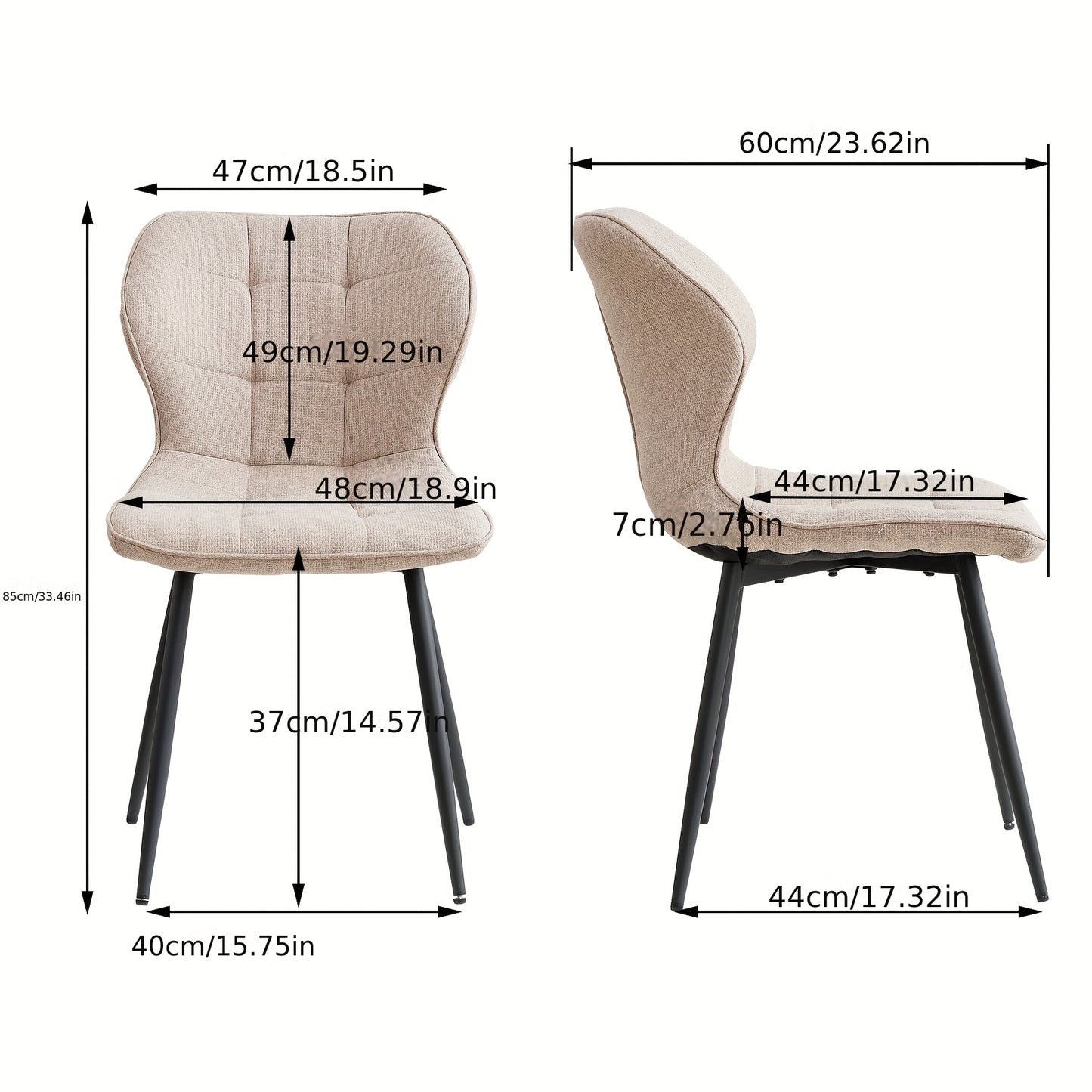 Eetkamerstoel – Stoel – Kuipstoel – Bureaustoel – Fauteuil – Linnen Bekleding – Metalen Onderstel – Set van 4 – Ergonomisch en Comfortabel – Scandinavisch Design