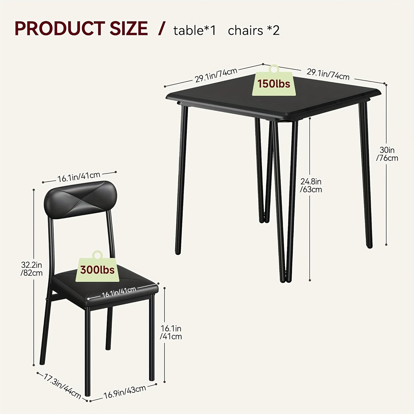 Eettafelset – Eetkamerset – Keukentafelset – Zitgroep – Meubelset – Compact 3-Delig – Metaal Hout Kunststof – Voor 2 Personen – Ruimtebesparend Design