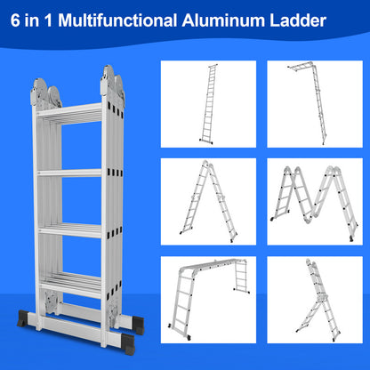 Aluminium Vouwladder – Vouwtrap – Multitrap – Telescoopladder – Werkplatform – 5,82 Meter Hoog – Stevig Tot 150 kg Draagvermogen