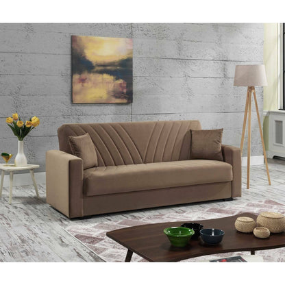 3-Seater Adda Sofa Bed, Linear Storage Sofa with 2 Cushions, Click-Clack Opening Fabric Living Room Sofa, 214x81x89 cm, Available in 2 Colors
