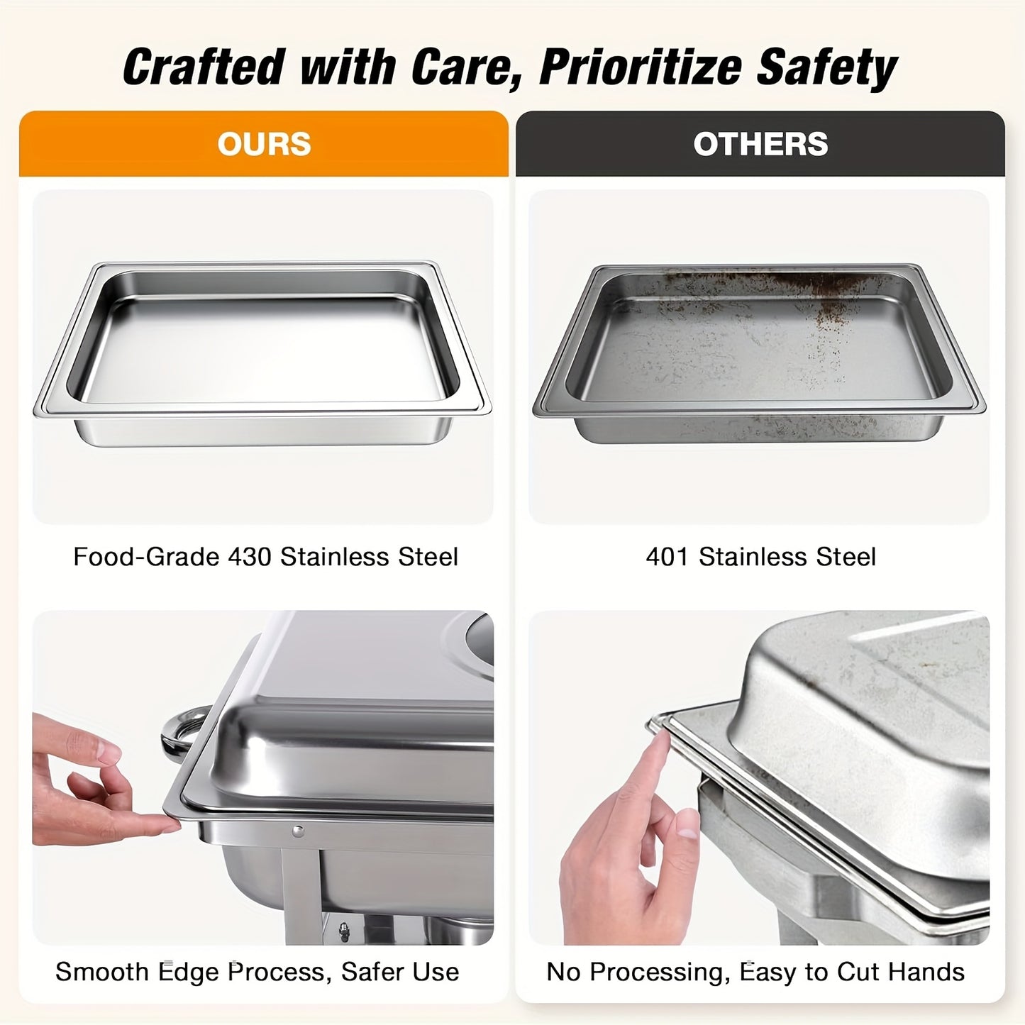 Chafing Dish – Warmhoudbak – Buffetpan – Serveren – Catering Set – 4-Delig Roestvrij Staal – 9 Liter Inhoud – Zonder Stroom