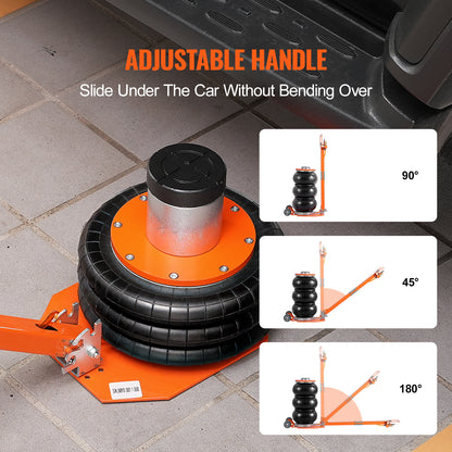Air Jack – Luchtkussenkrik – Pneumatische Krik – Auto Krik – Garagekrik – 3 Ton Draagvermogen – Verstelbare Hefhoogte 11,5-36,4 cm