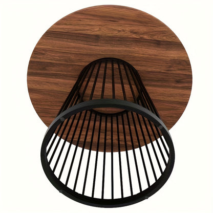 Ronde Eettafel – Ronde Keukentafel – Salontafel – Tafeltje – Eetkamertafel – Lichtbruin Bamboe – Zwarte Metalen Poten – Compact 80 cm – Duurzaam & Stijlvol