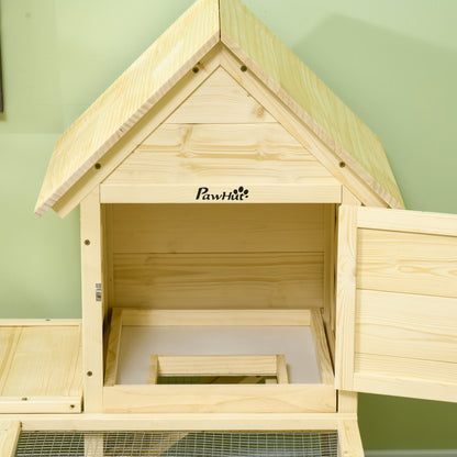 Houten Konijnenhok – Knaagdierkooi – Buitenren – Dierenverblijf – Huis Diervriendelijk – 2 Verdiepingen – Groot Loopgebied
