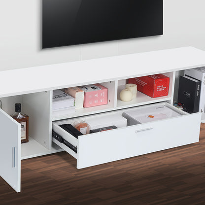 63-Inch TV Cabinet with Tempered Glass Shelf And Multi-Color Lighting, Fits Up to 70-Inch TVs