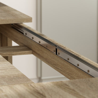 Uitschuifbare Eettafel – Eikenhouten Tafel – Eettafel Verlengbaar – Uitklapbare Tafel – Houten Eettafel – Van 180 Tot 260 cm – Geschikt Voor 6 Tot 10 Personen